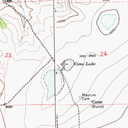 Topographic Map of Cone Lake, NM
