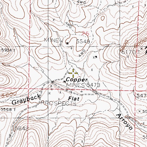 Topographic Map of Copper Flat, NM