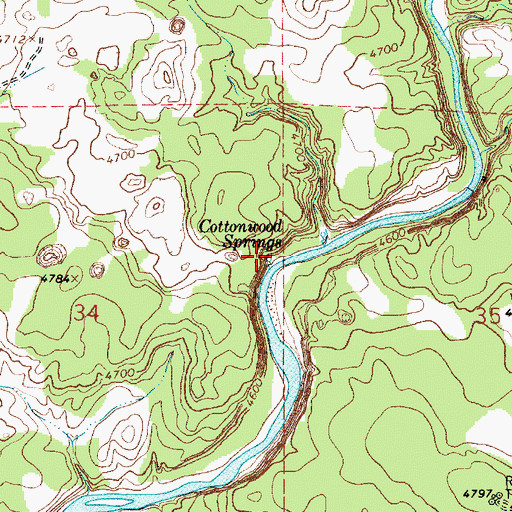 Topographic Map of Cottonwood Springs, NM