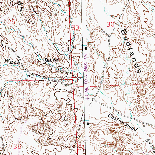 Topographic Map of Cottonwood Wash, NM