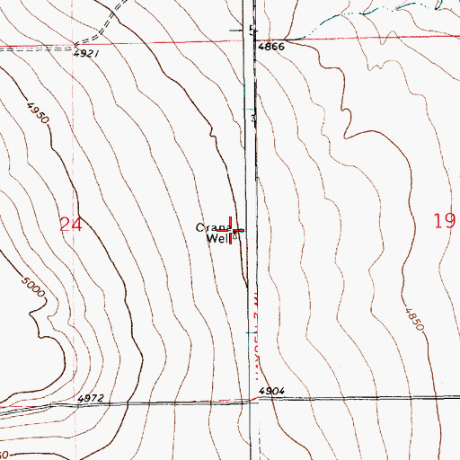 Topographic Map of Crane Well, NM