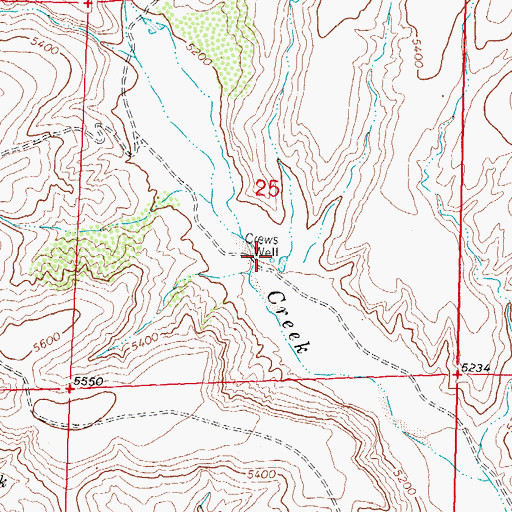 Topographic Map of Crews Well, NM