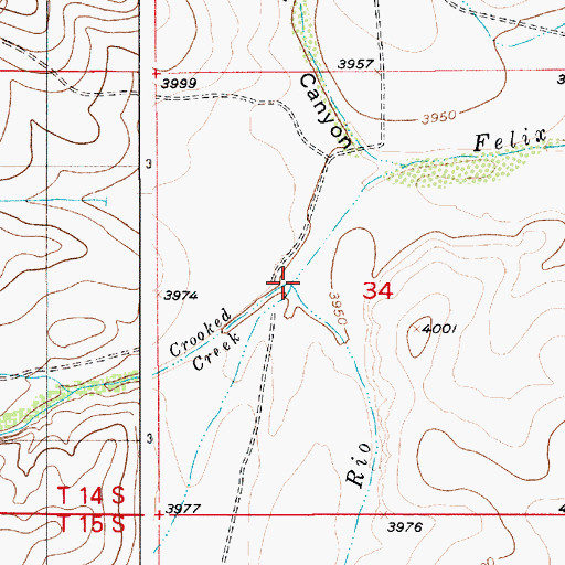 Topographic Map of Crooked Creek, NM