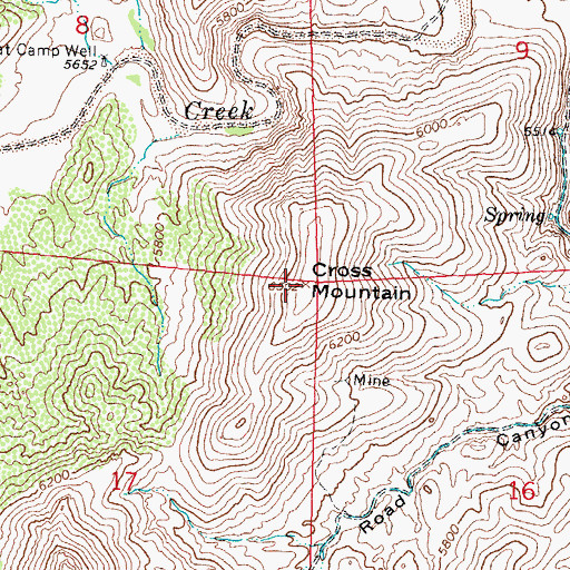 Topographic Map of Cross Mountain, NM