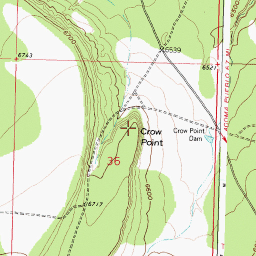 Topographic Map of Crow Point, NM