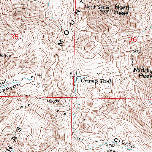Topographic Map of Crump Tank, NM