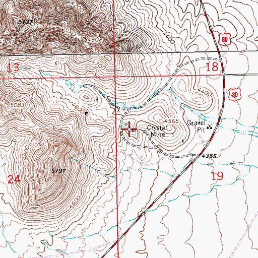 Topographic Map of Crystal Mine, NM