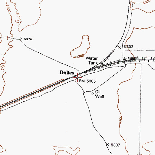 Topographic Map of Dalies, NM