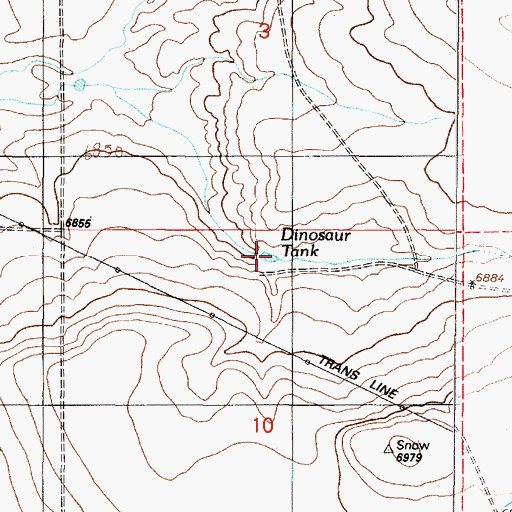 Topographic Map of Dinosaur Tank, NM