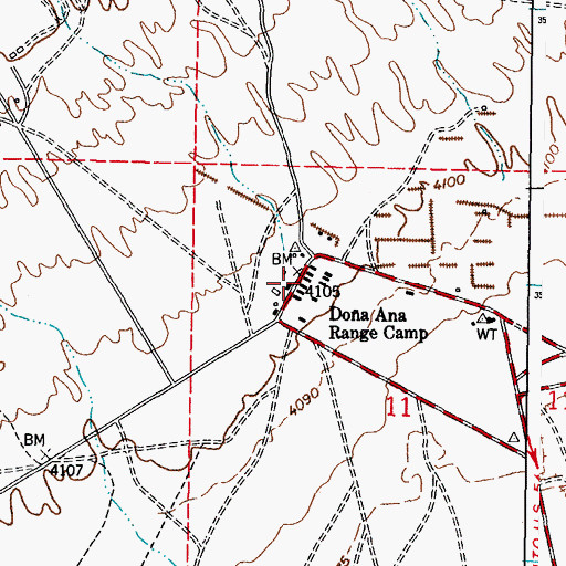 Topographic Map of Dona Ana Range Camp, NM