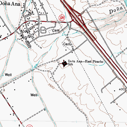 Topographic Map of Doa Ana- East Picacho, NM