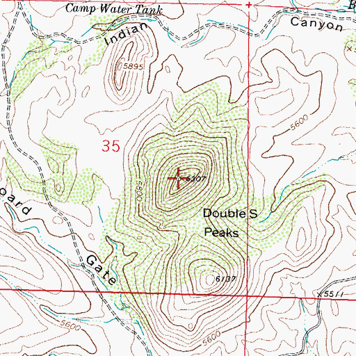 Topographic Map of Double S Peaks, NM