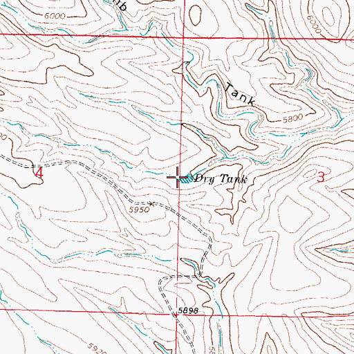 Topographic Map of Dry Tank, NM