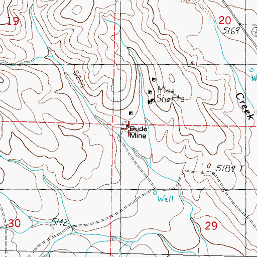 Topographic Map of Dude Mine, NM