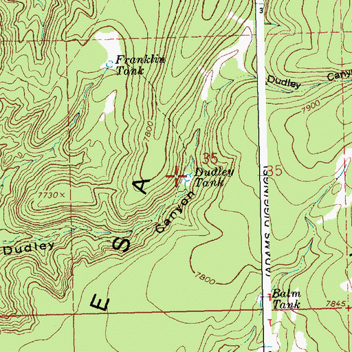 Topographic Map of Dudley Tank, NM