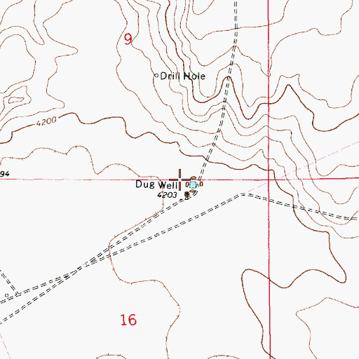 Topographic Map of Dug Well, NM