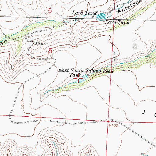 Topographic Map of East South Salado Peak Tank, NM