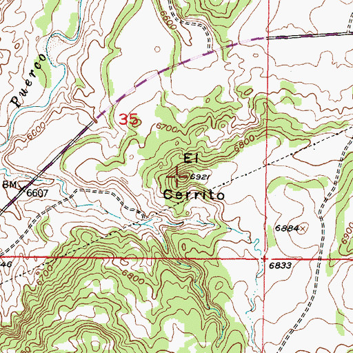 Topographic Map of El Cerrito, NM