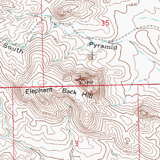 Topographic Map of Elephant Back Hill, NM