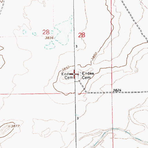 Topographic Map of Endee Cemetery, NM