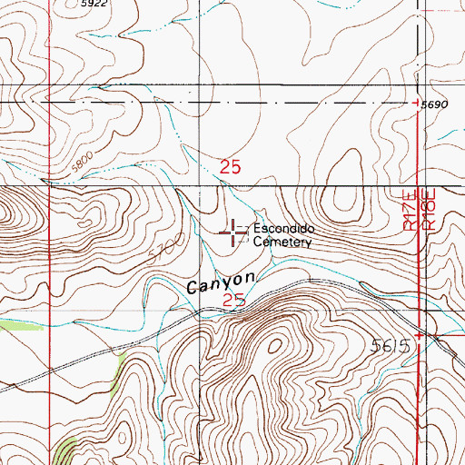 Topographic Map of Escondido Cemetery, NM