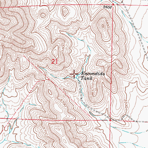 Topographic Map of Escondido Tank, NM