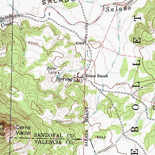 Topographic Map of Evans Ranch, NM