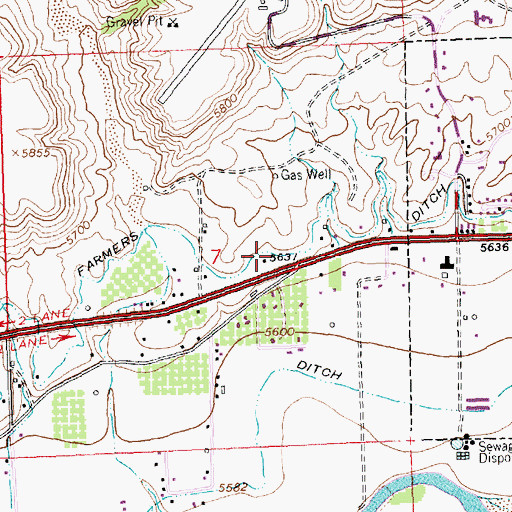 Topographic Map of Farmers Ditch, NM