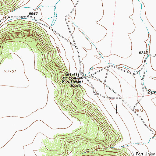 Topographic Map of Fort Union Ranch, NM