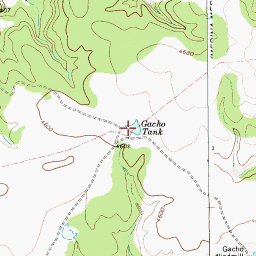 Topographic Map of Gacho Tank, NM