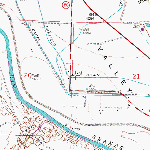Topographic Map of Garfield Drain, NM