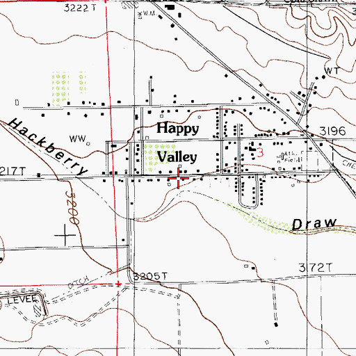 Topographic Map of Happy Valley, NM