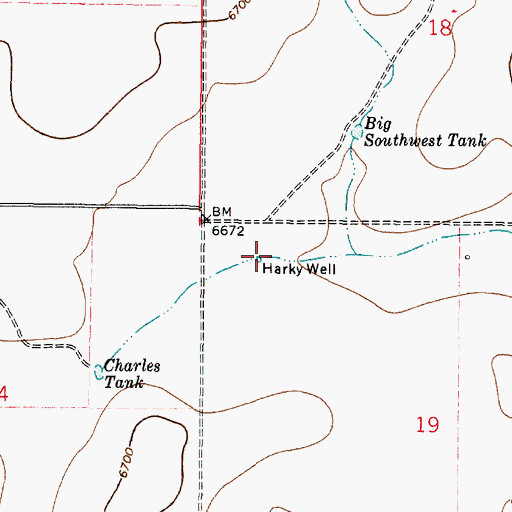 Topographic Map of Harky Well, NM