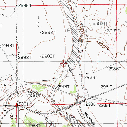 Topographic Map of Harroun Dam, NM