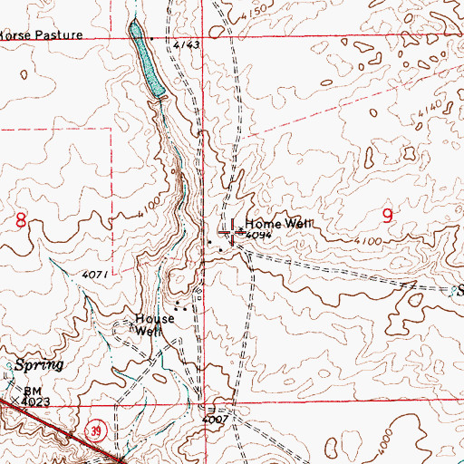 Topographic Map of Home Well, NM