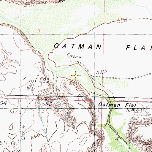 Topographic Map of Oatman Flat, AZ