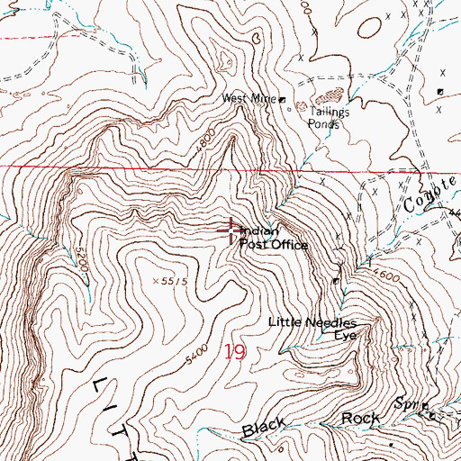 Topographic Map of Indian Post Office, NM