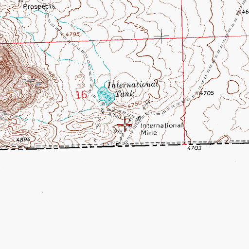 Topographic Map of International Mine, NM