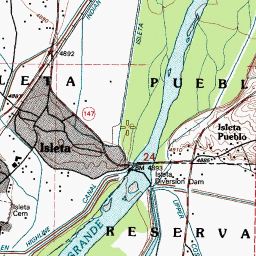 Topographic Map of Isleta Riverside Drain, NM