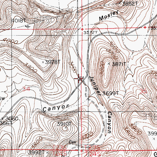 Topographic Map of Juniper Canyon, NM