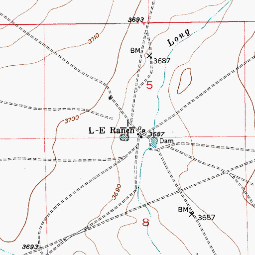 Topographic Map of L-E Ranch, NM
