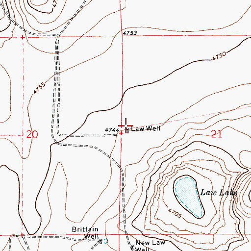 Topographic Map of Law Well, NM