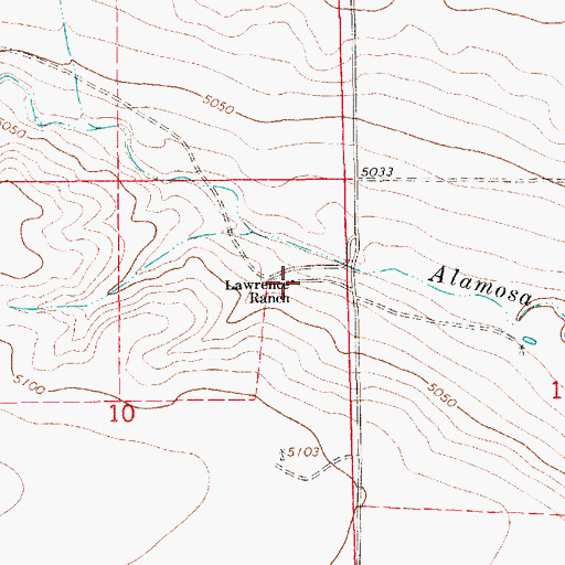 Topographic Map of Lawrence Ranch, NM