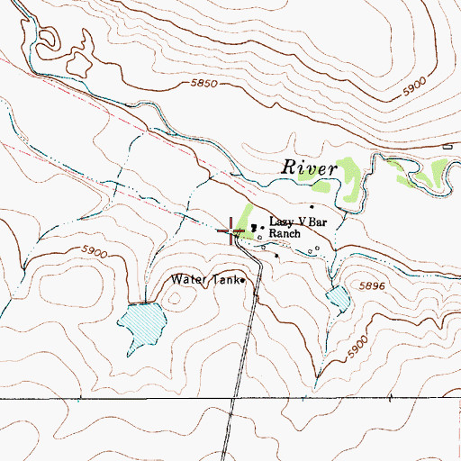 Topographic Map of Lazy V Bar Ranch, NM