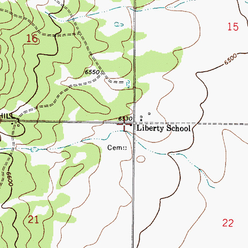 Topographic Map of Liberty School, NM