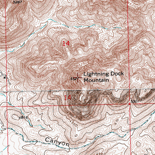 Topographic Map of Lightning Dock Mountain, NM