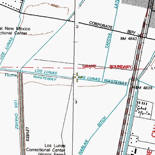 Topographic Map of Los Lunas Wasteway, NM