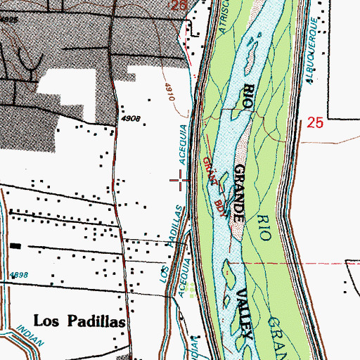 Topographic Map of Los Padillas Acequia, NM