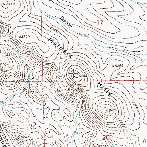 Topographic Map of Malpais Hills, NM