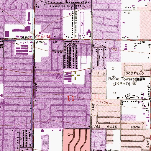 Topographic Map of Ocotillo Elementary School, AZ
